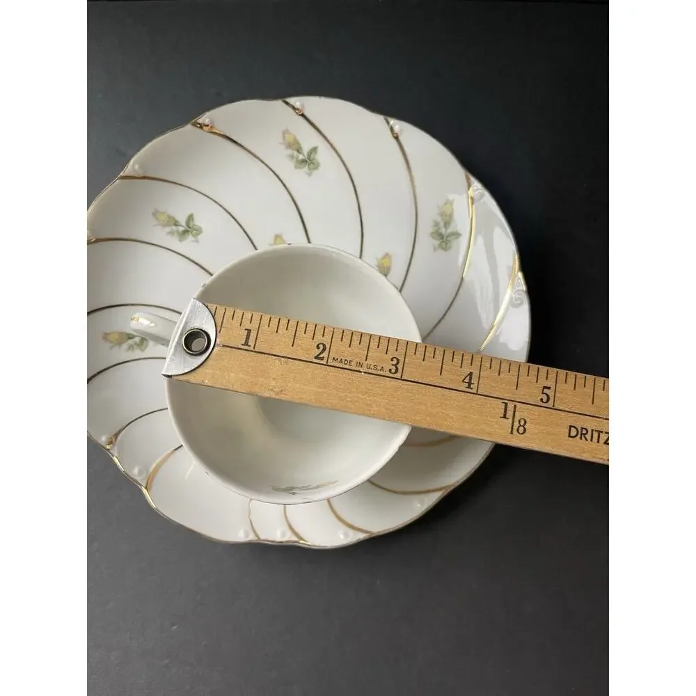 Yamaka Tea Set (4) Cup Saucer Snack Plate Japanese White China Asian Oriental